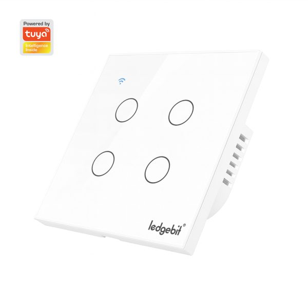 Ledgebit Smart Touch Light Switch – WiFi, 4 Gang (White)