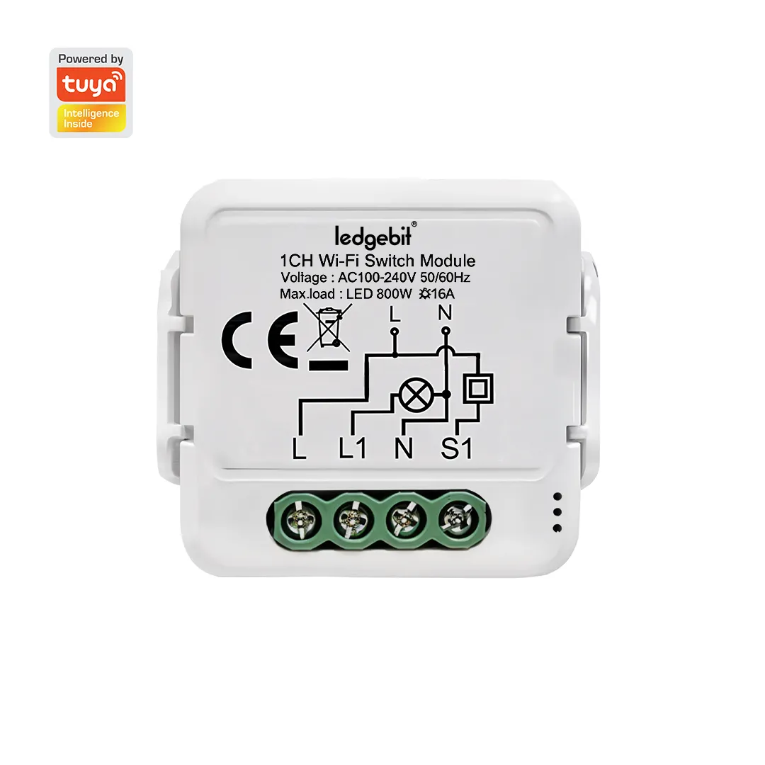 Ledgebit WiFi Smart Breaker, 1-Gang Module – 5A, App & Voice Control - Image 1