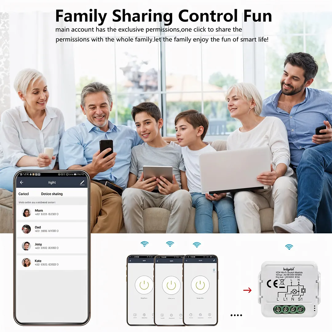 Ledgebit WiFi Smart Breaker, 1-Gang Module – 5A, App & Voice Control - Image 9