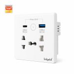 Ledgebit Smart Wi-Fi Wall Socket – 13A Outlet with USB-C & USB-A (White)