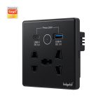 Ledgebit Smart Zigbee Wall Socket – 13A Outlet with USB-C & USB-A | Zigbee Bridge-Hub Required (Black)