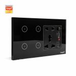 Ledgebit 4 Button Smart Switch With Socket – 13A Outlet with USB | Zigbee Bridge-Hub Required (Black) - Image 3