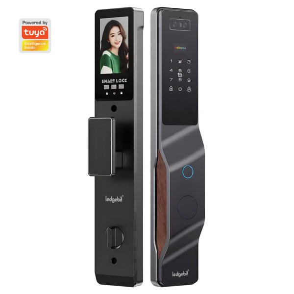 Ledgebit Wi-Fi Smart Door Lock – HD Camera, 3D Face Recognition, Fingerprint, Password, Card, App Remote, Doorbell & Key Unlock