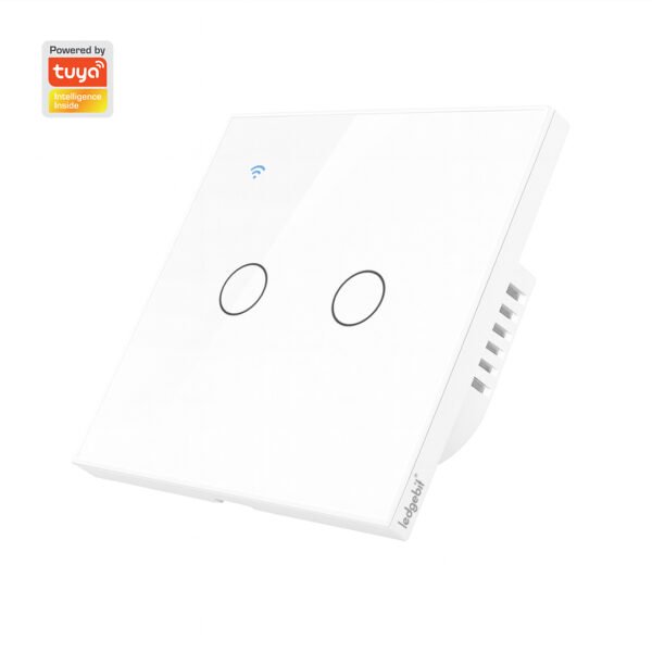 Ledgebit Smart Touch Light Switch – WiFi, 2 Gang (White)