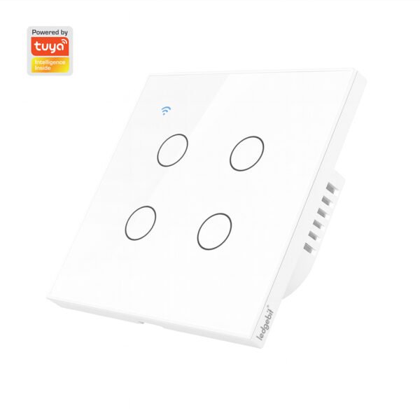 Ledgebit Smart Touch Light Switch – WiFi, 4 Gang (White)