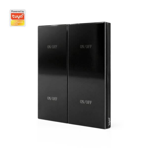Ledgebit Zigbee Smart Wall Switch – 4 Gang | Zigbee Bridge-Hub Required (Jet Black)