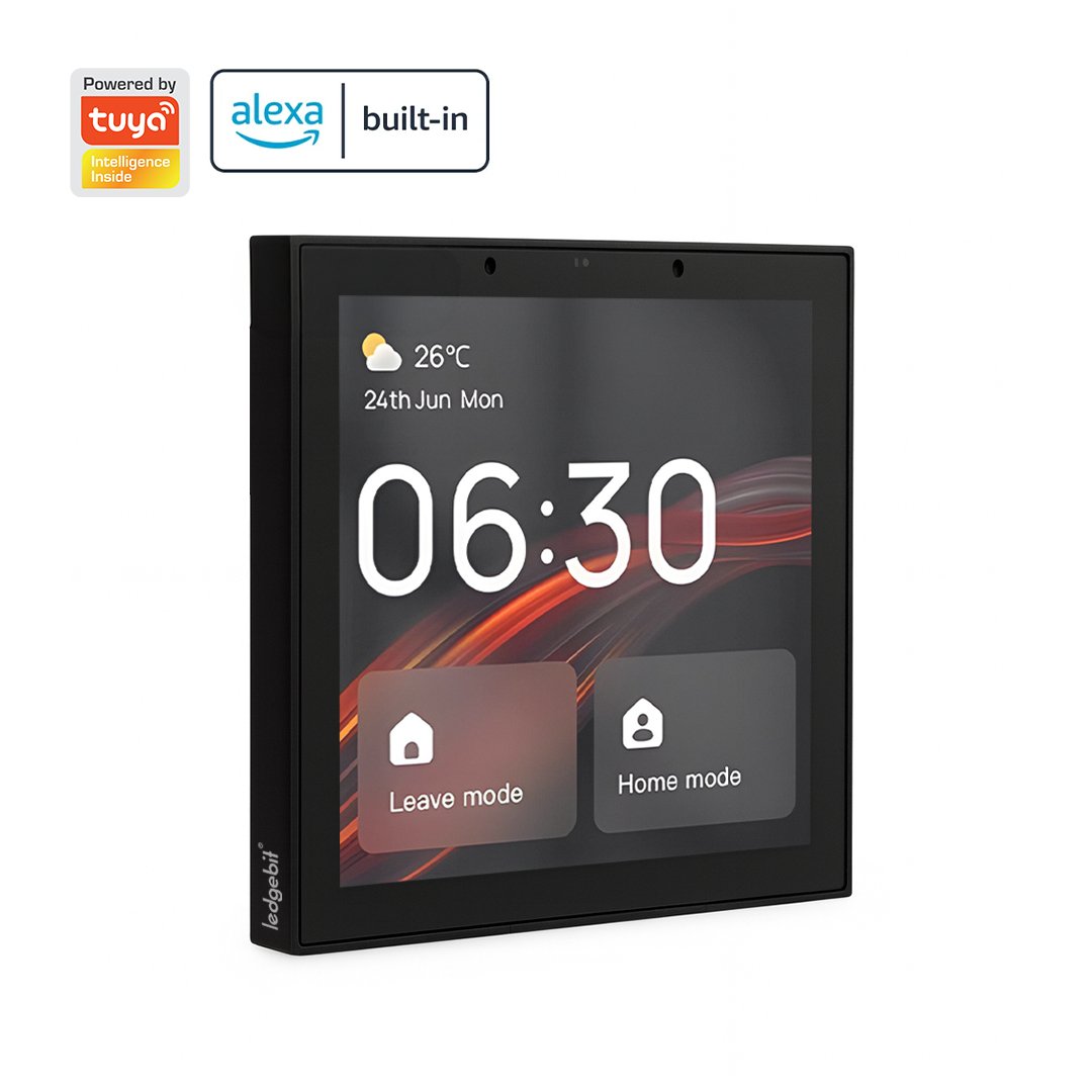 ledgebit-zigbee-smart-touch-panel-ltccs1-left Ledgebit 4" Multi-function Smart Home Touch Control Panel with Built-in Alexa – Wi-Fi & Zigbee - Image 1